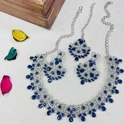 VATSALYA creation Alloy Gold- plated Blue Jewellery Set - Pack of 3-picture-33