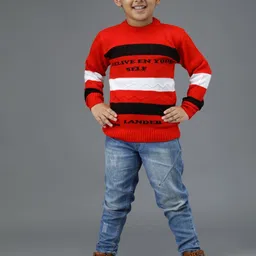 TRENDY WORLD Boys Red Striped Wool Sweaters image 5