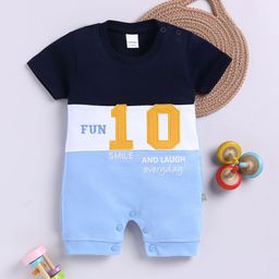 Moms Love Infant Boys Colourblocked Printed & Applique Detail Pure Cotton Rompers-picture-11