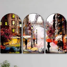 SAF Multicoloured Set of 3 Piece MDF Other Wall Paintings image 3