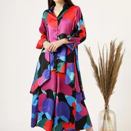 PIAAH Women Abstract Printed Shirt Collar Shirt With Palazzo Co-Ords-picture-17