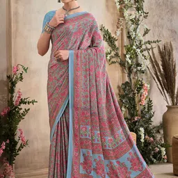 DIVASTRI Floral Poly Crepe Saree-image-80