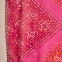 Sangria Bandhani Saree WithBlousePiece image 4