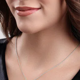 MALENA Silver-Plated Artificial Stones Studded Circular Pendant With Chain image 4