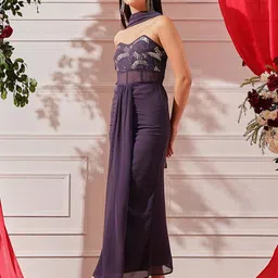indo street Women Embroidered Maxi Ethnic Dress With Dupatta image 4