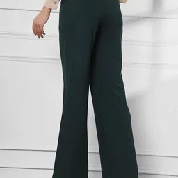 FITHUB Women Solid High-Rise Bootcut Trousers image 3
