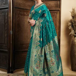 HERE&NOW Woven Design Zari Pure Silk Banarasi Saree image 4