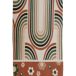 Fashion Throw Beige & Maroon Printed Velvet 2 Piece Sofa Cover image 2