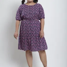 thkgrlz Floral Print Puff Sleeve Fit & Flare Dress-picture-14