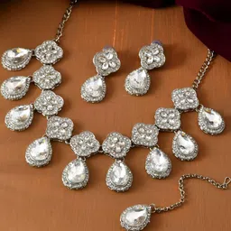Anouk Silver-Plated Stainless Steel American Diamond Jewellery Set-picture-36