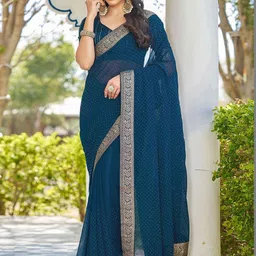 SANISA Ethnic Motifs Zari Pure Georgette Heavy Work Saree image 3