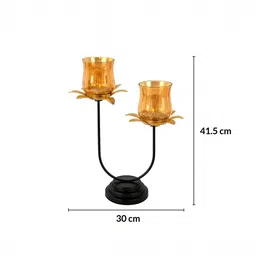 MARKET99 Gold-Toned 2-Votive U T-Lite Candle Holder image 5