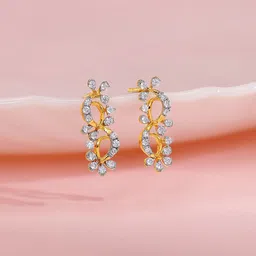 GIVA 18 Kt Gold Twinkling Twine Diamond Earrings-picture-22