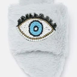 ZORI WORLD Women Embellished Fuzzy Open Toe Flats image 2