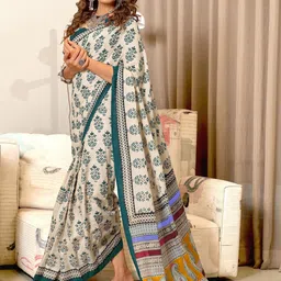 KALINI Ethnic Motifs Handloom Block Print Saree image 4