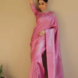 Puretouch Ethnic Motifs Woven Design Banarasi Saree With Unstitched Blouse Piece image 3