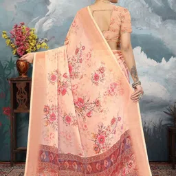 ZAMUNA Floral Printed Pure Georgette Leheriya Saree image 2