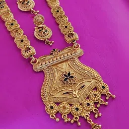 OM KRISHIV COLLECTION Gold-Plated Jewellery Set image 3