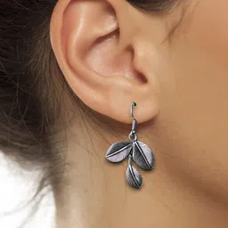 Jhumki Wala Leaf Shaped Oxidised Drop Earrings image 2