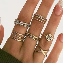 TheVineGirl Women Crystal Set Of 6 Rings-image-36