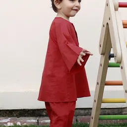 TJORI Boys Round Neck Flared Sleeves Pure Cotton Kurta With Pyjamas image 4