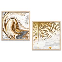 Kotart Brown & Gold Toned 2 Pieces Printed Wooden Wall Arts-picture-31