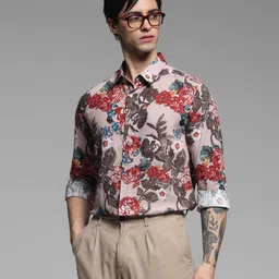 Jack & Jones Men Spread Collar Floral Printed Lyocell Slim Fit Casual Shirt-picture-42