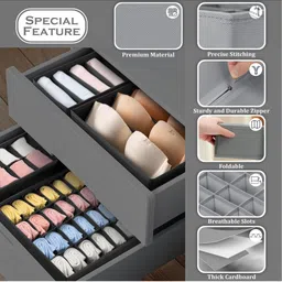 JD FRESH Black 4 Pieces Reusable Drawer Organisers image 2