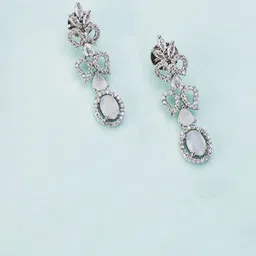 Opal Touch Rhodium-Plated Cubic Zirconia Studded Jewellery Set image 3