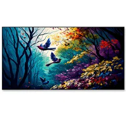 DEKORSTATION Blue & Purple Floral And Botanical Printed Canvas Wall Art image 4