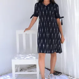 Mera Rang Women Tie and Dye Printed Cotton A-Line Dress-picture-30