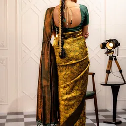 oxalis Woven Design Zari Pure Silk Banarasi Saree image 4