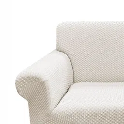 House of Quirk Solid Jacquard Double Seater Sofa Cover with Arms image 2