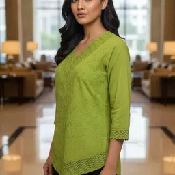 ZHOF Embellished Embroidered Cotton Top image 4