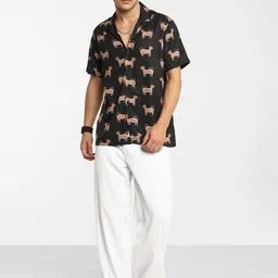 Campus Sutra Men Comfort Cuban Collar Conversational Printed Cotton Casual Shirt-picture-34