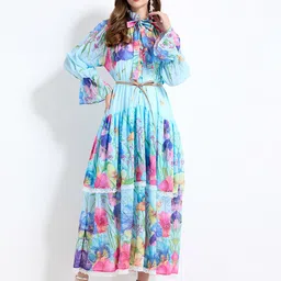 JC Collection Women Floral Printed Flared Sleeve Maxi Dress image 5