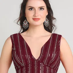 HERE&NOW Embroidered Sleeveless Saree Blouse-picture-23