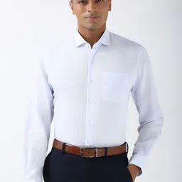 Peter England Men Spread Collar Solid Cotton Slim Fit Formal Shirt-image-62
