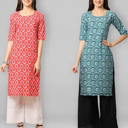 Ethnic basket Women Pack Of 2 Multicoloured Crepe Kurtas-picture-24