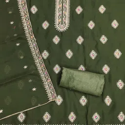 SAINOOR Embroidered Silk Georgette Unstitched Dress Material image 2