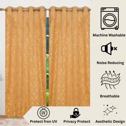 GEET CREATIONS Black Set of 2 Floral Window Curtain image 3