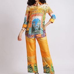 The Roadster Lifestyle Co Printed Collared Shirt & Trousers Co-Ord Set-picture-27
