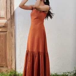 Saphed Women Square Neck Drop-Waist Maxi Dress image 4