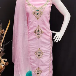 LeeliPeeri Designer Embroidered Unstitched Dress Material image 4