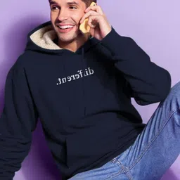 MaverIQ Men Typography Printed Hooded Sweatshirt image 3