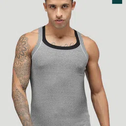 Sporto by Macho Men Pack Of 2 Pure Cotton Colourblocked Gym Vests-picture-38