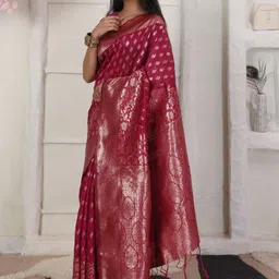 KALINI Ethnic Motifs Zari Silk Blend Designer Saree image 5