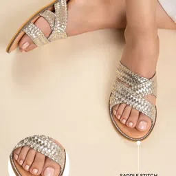 Zanzibar Living Women Metallic Open Toe Flats image 5