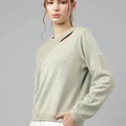 Latin Quarters Women Solid Round Neck Top image 4