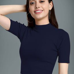 Dream Beauty Fashion Women Solid High Neck Crop Top-picture-35